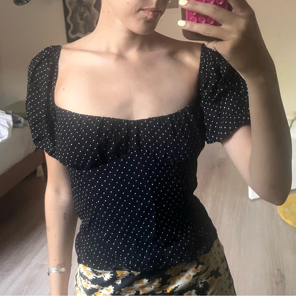 REFORMATION POLKA DOT BLOUSE